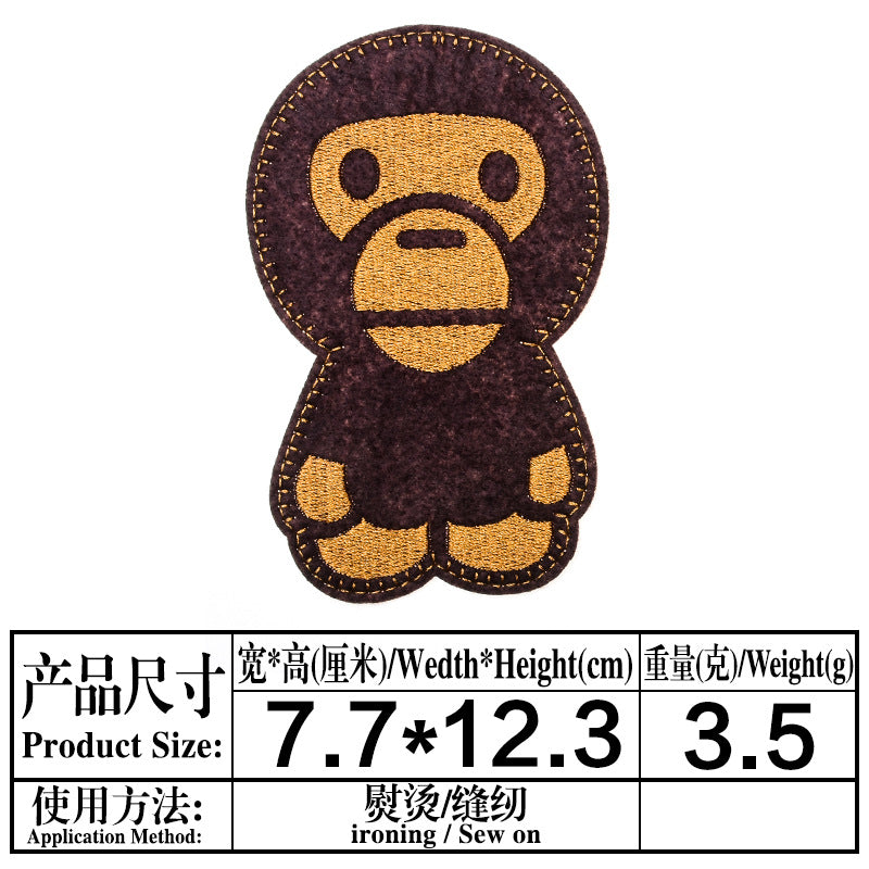 Wholesale Green caterpillar embroidered round-faced monkey and bee patch  OLY Exclusive